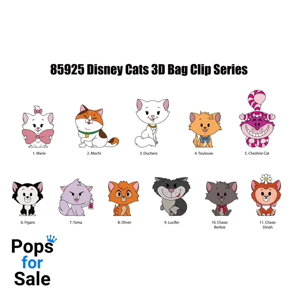 Disney Cats 3D Foam Bag Clips Series 69 Display (24)