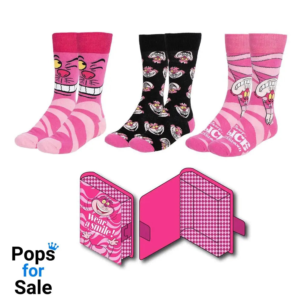 Disney Socks 3-Pack Alice in Wonderland Cheshire Cat 36-43 Footwear