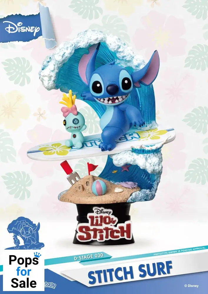 Disney Summer Series D-Stage PVC Diorama Stitch Surf 15 cm Dioramas