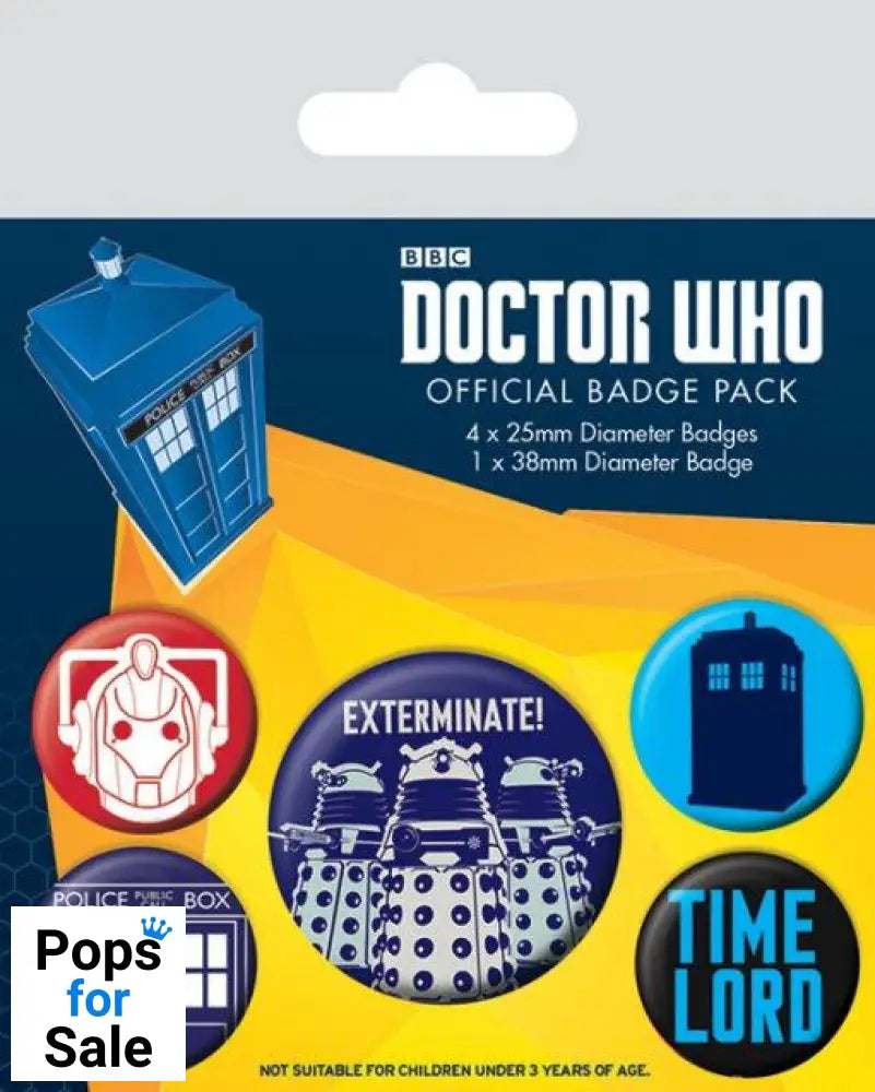 Doctor Who Pin-Back Buttons 5-Pack Exterminate