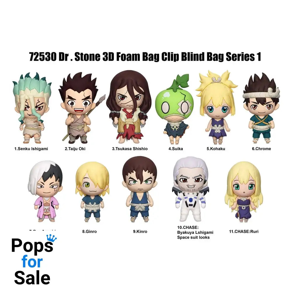 Dr. Stone 3D PVC Bag Clips Series 1 Display (24) Keyrings