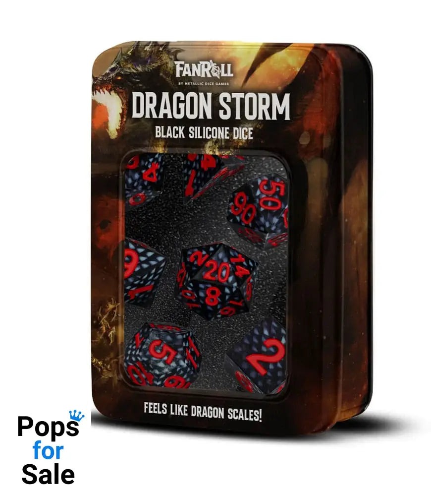 Dragon Storm Sharp Edge Silicone Dice Set Black Dragon Scales (7)
