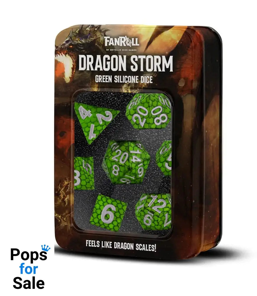 Dragon Storm Sharp Edge Silicone Dice Set Green Dragon Scales (7)