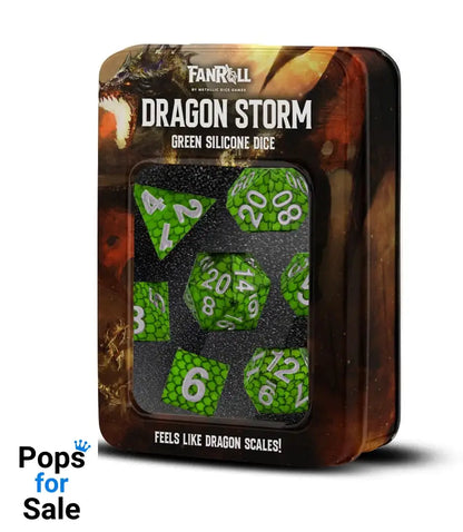 Dragon Storm Sharp Edge Silicone Dice Set Green Dragon Scales (7)