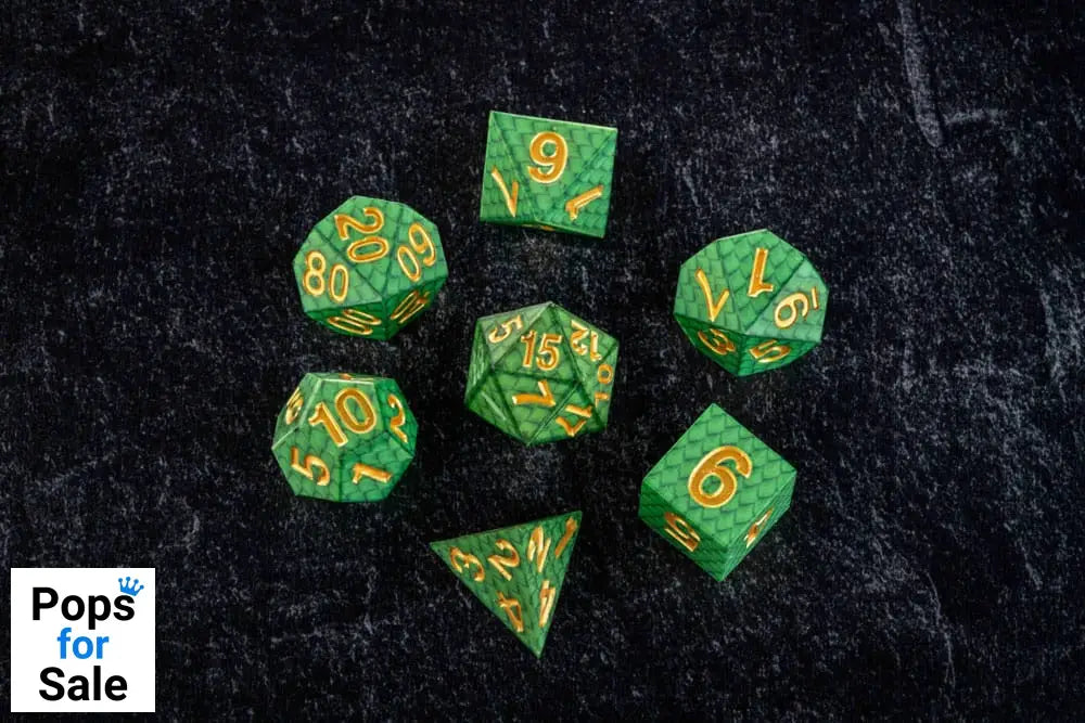 Dragon Storm Sharp Edge Silicone Dice Set Green Dragon Scales (7)