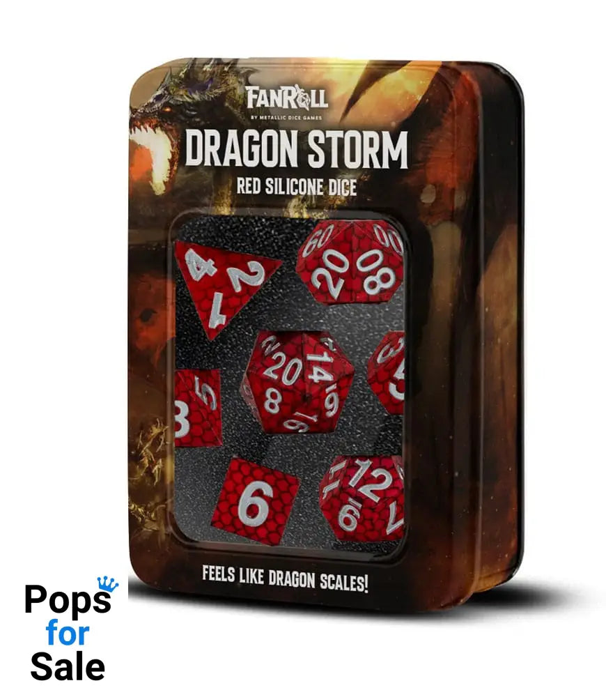 Dragon Storm Sharp Edge Silicone Dice Set Red Dragon Scales (7)