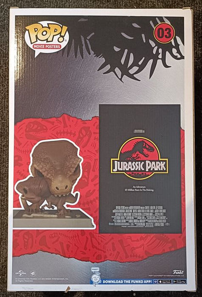 03 Tyrannosaurus Rex & Velociraptor Poster - Jurassic Park Funko POP - Box Damaged