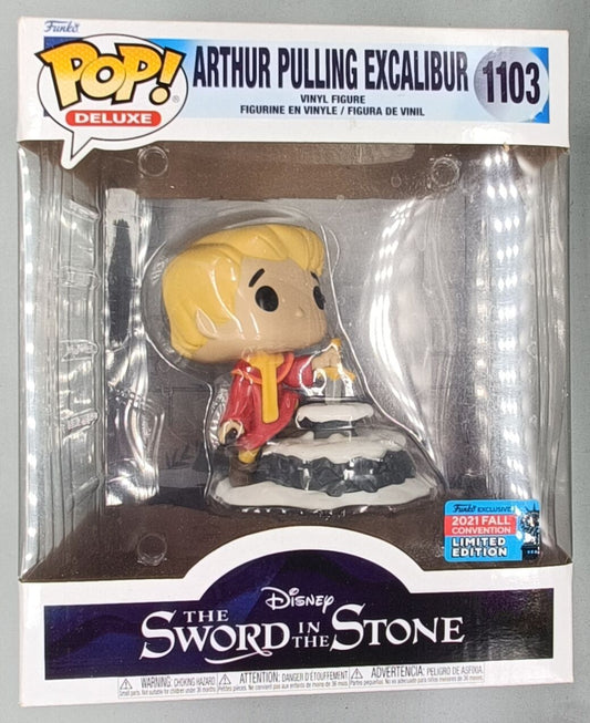 1103 Arthur Pulling Excalibur Deluxe - Disney Sword in the Stone - 2021 Con - Funko POP - Box Damaged