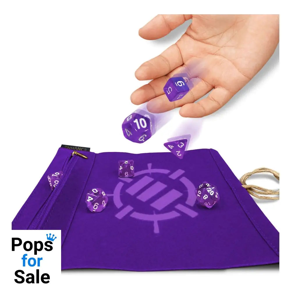 Enhance Tabletop Roll on a Scroll Bag with Dice Purple