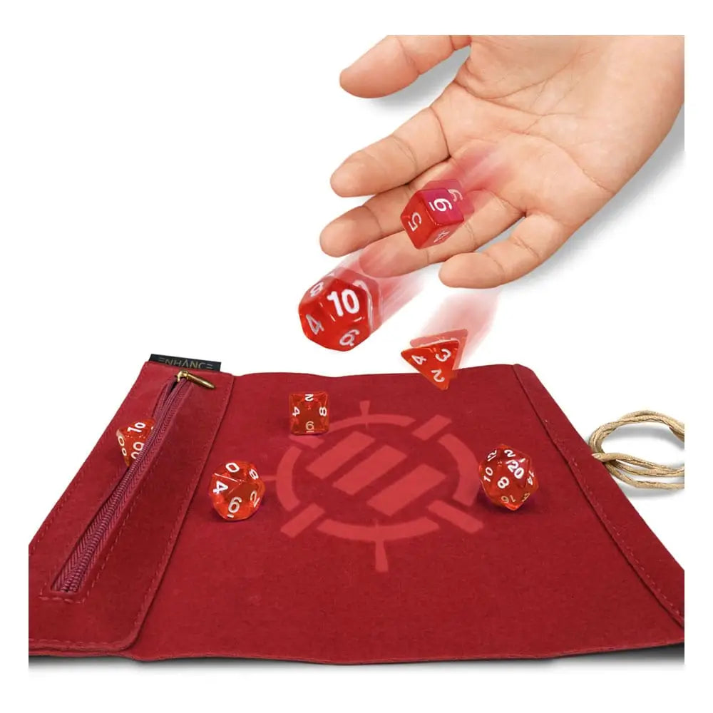 Enhance Tabletop Roll on a Scroll Bag with Dice Red