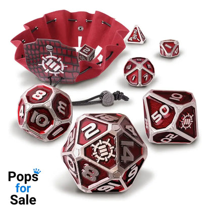 Enhance Tabletop Series Metal RPG Dice Set Red (7) Dice accessories
