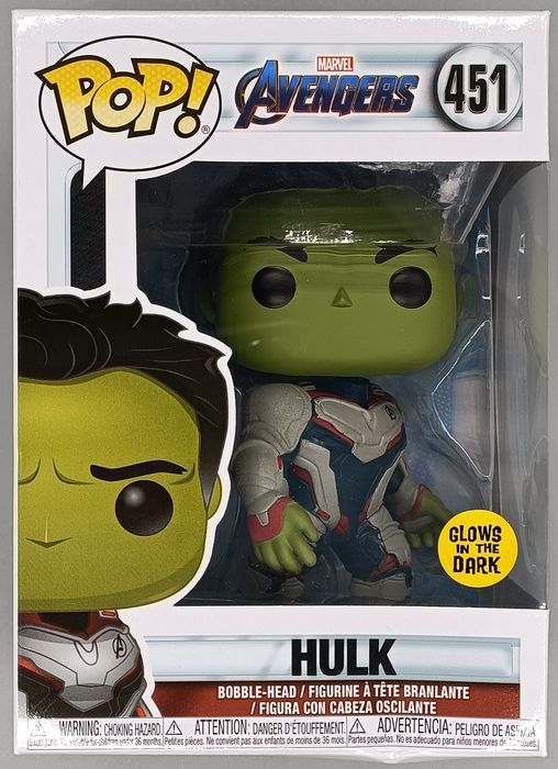 #451 Hulk (Team Suit) Glow Marvel Avengers Endgame Box Damaged Funko POP