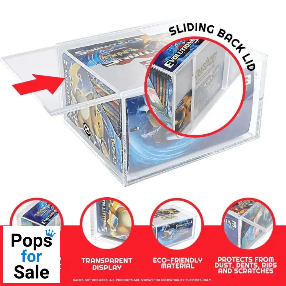 Evoretro Acrylic Display Case for Booster Boxes / Elite Trainer Boxes Ver. 1 with Sliding Lid