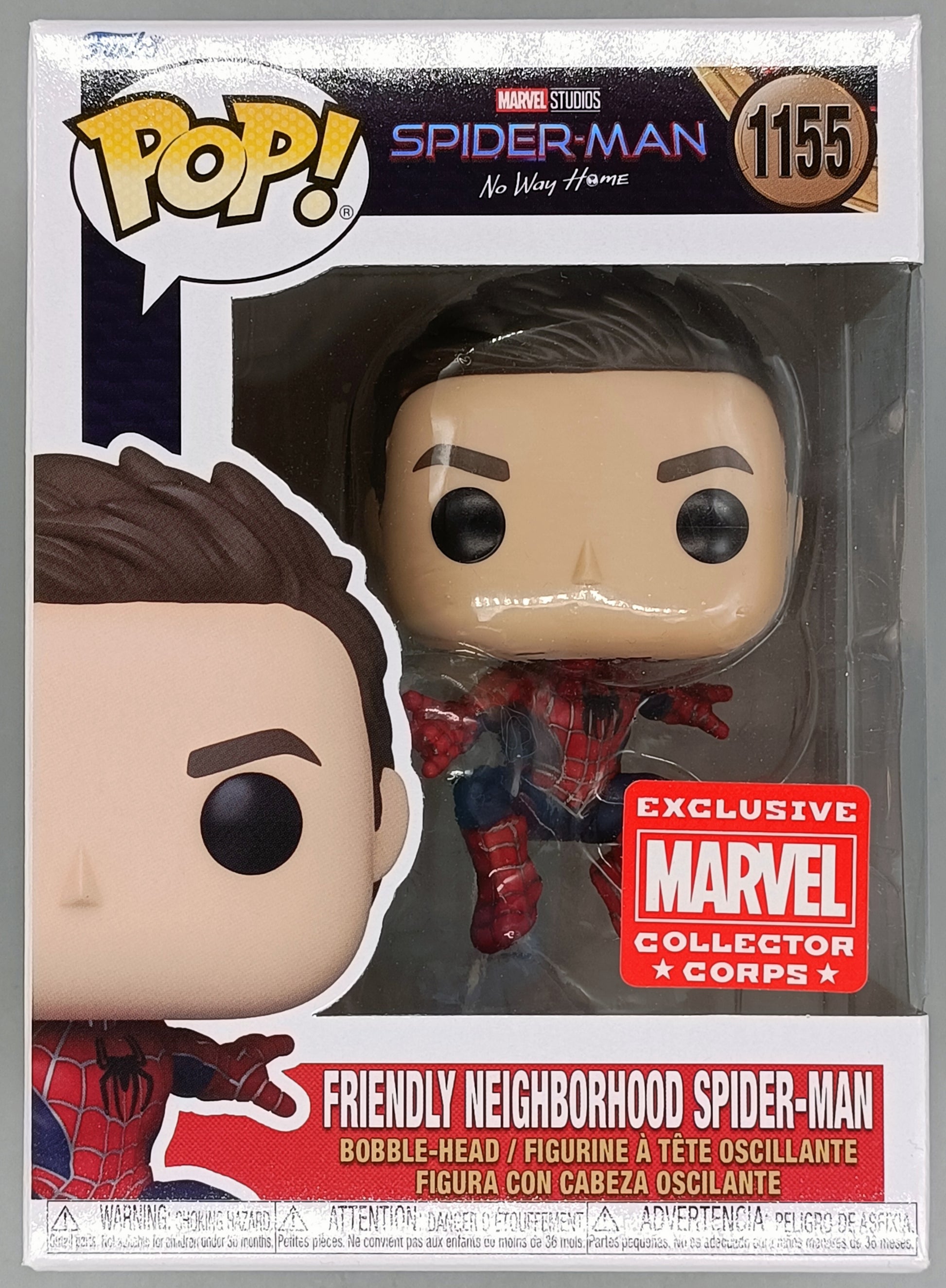 #1155 Friendly Neighborhood Spider-Man (Unmasked) Marvel Spider-Man No Way Home - Marvel Collector Corps Funko POP