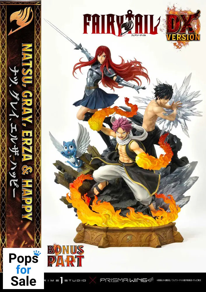 Fairy Tail PVC Statue 1/6 Natsu, Gray, Erza, Happy Deluxe Bonus Version 57 cm