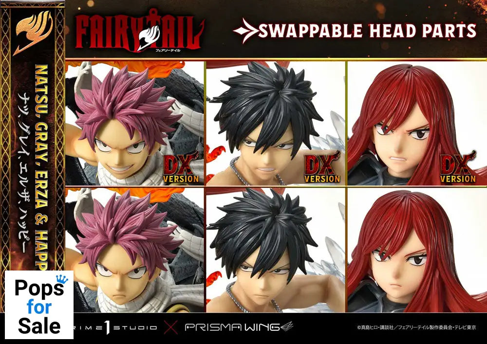 Fairy Tail PVC Statue 1/6 Natsu, Gray, Erza, Happy Deluxe Bonus Version 57 cm