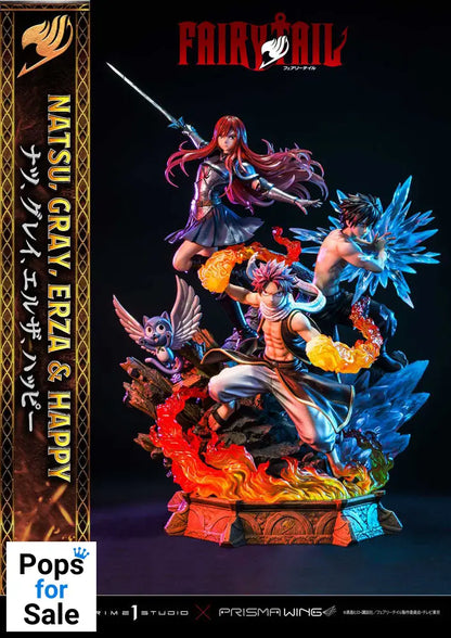 Fairy Tail PVC Statue 1/6 Natsu, Gray, Erza, Happy Deluxe Bonus Version 57 cm