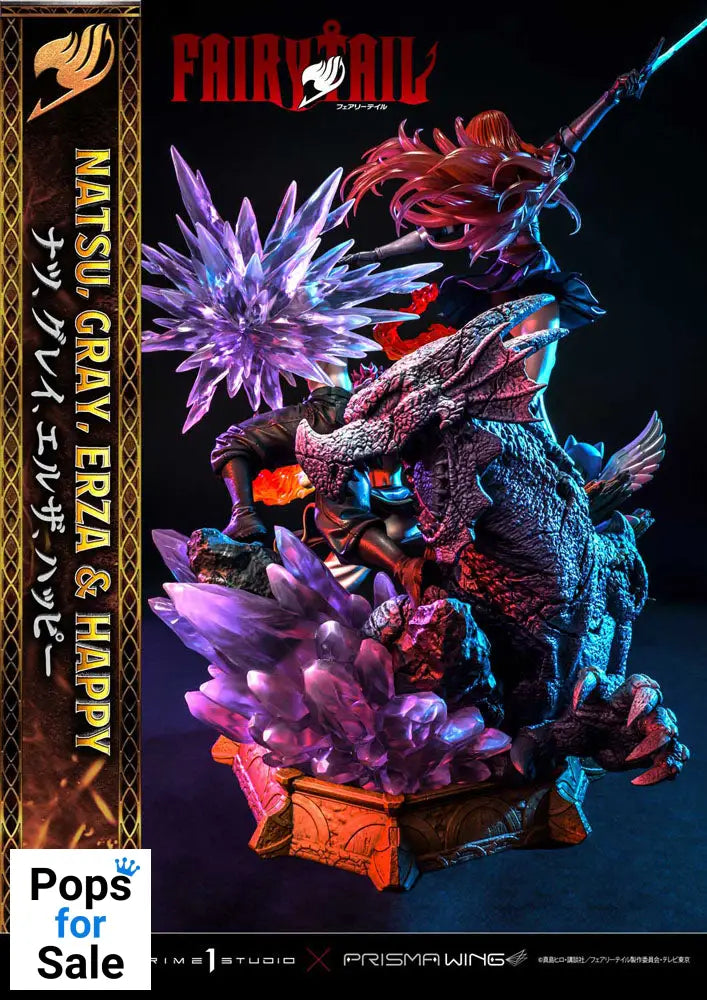 Fairy Tail PVC Statue 1/6 Natsu, Gray, Erza, Happy Deluxe Bonus Version 57 cm