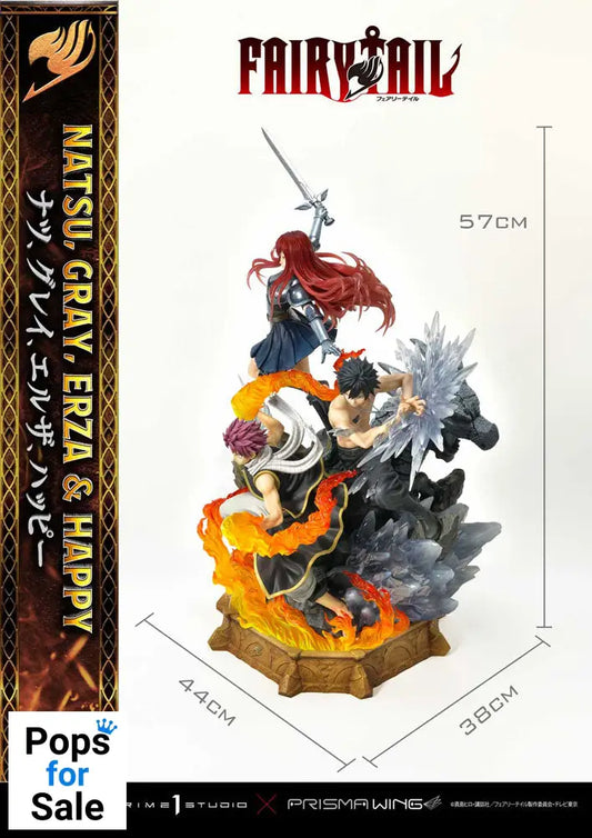 Fairy Tail PVC Statue 1/6 Natsu, Gray, Erza, Happy Deluxe Bonus Version 57 cm