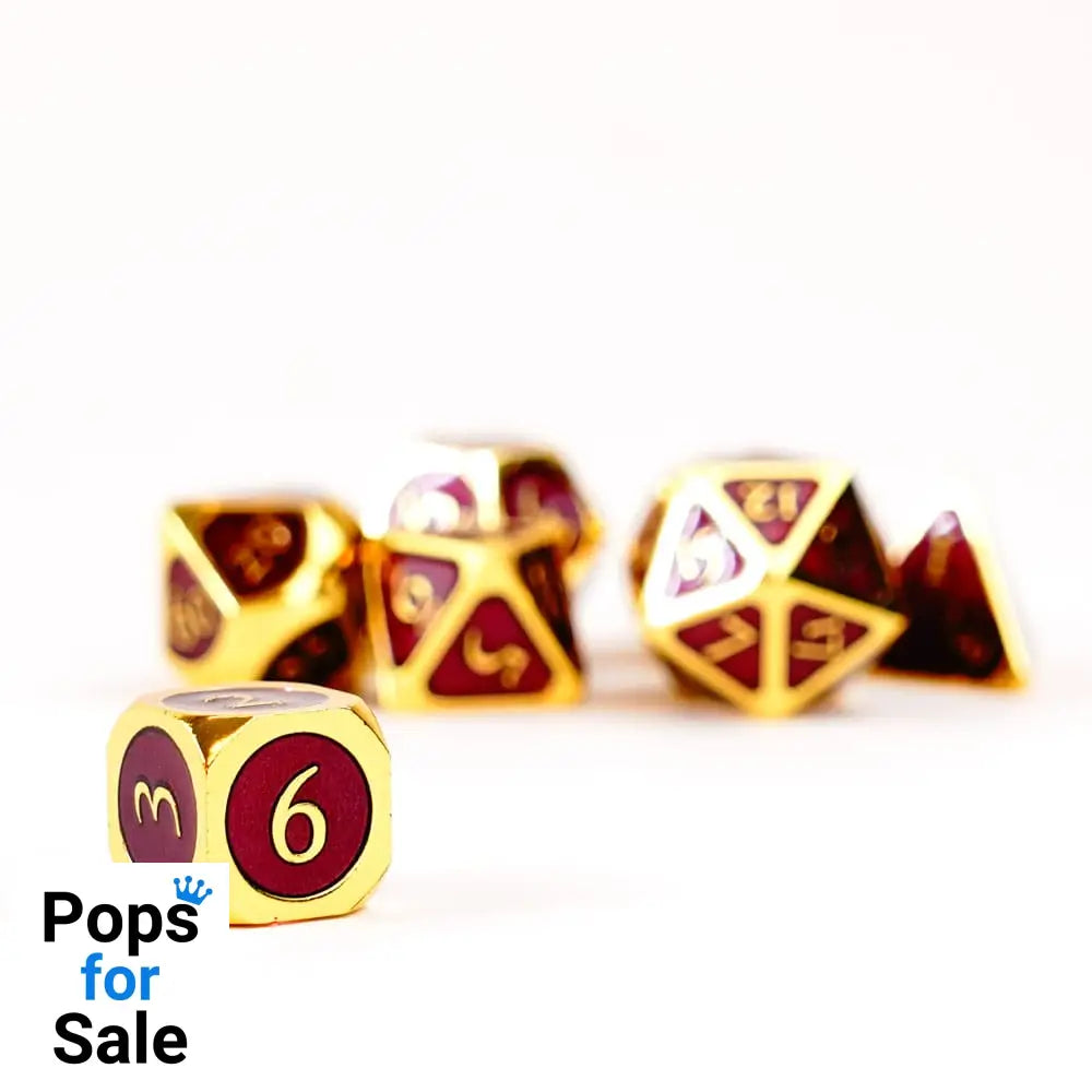 FanRoll Dice Set Gold with Purple Enamel (7) Dice