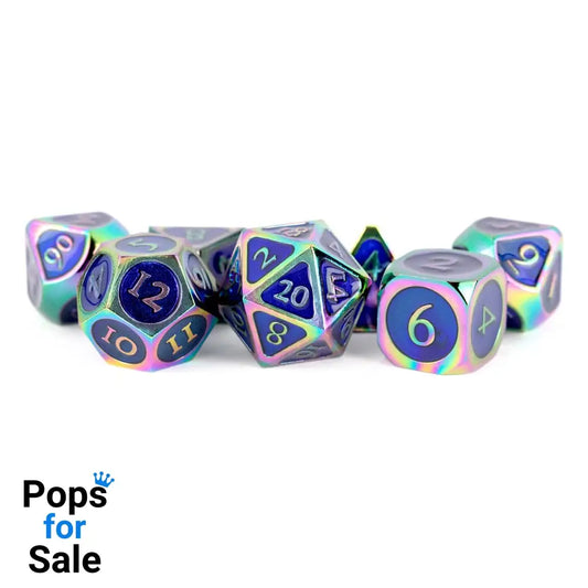 FanRoll Dice Set Rainbow with Blue Enamel (7) Dice
