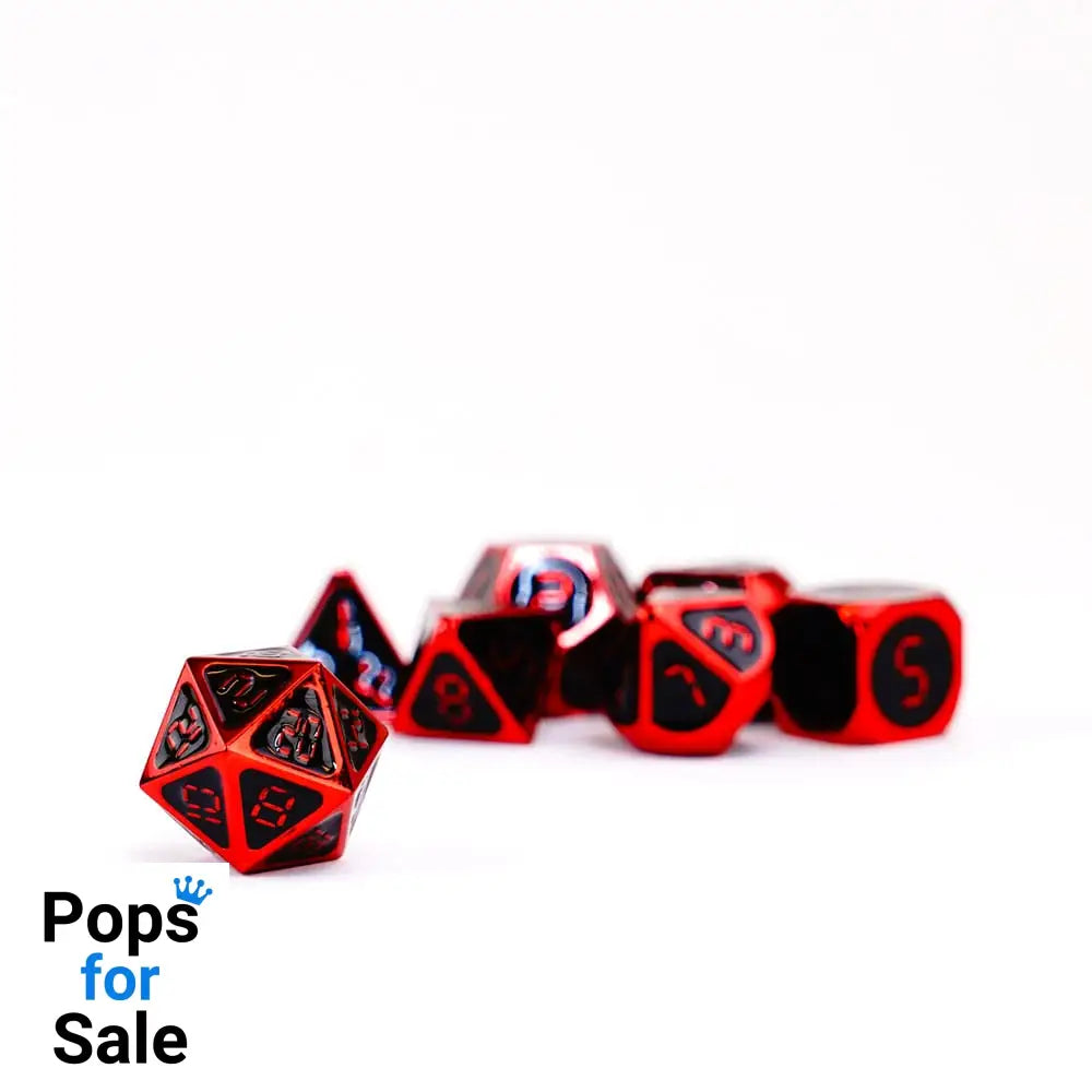 FanRoll Dice Set Red with Black Enamel (7) Dice