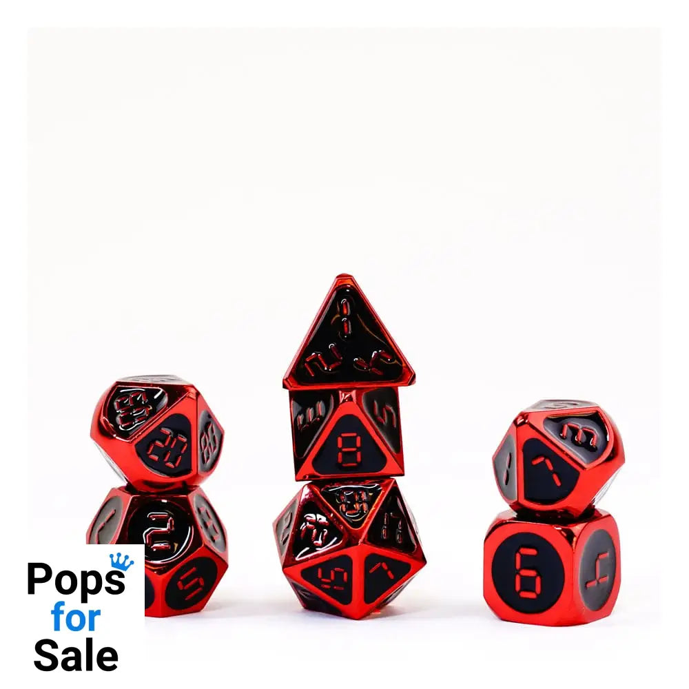 FanRoll Dice Set Red with Black Enamel (7) Dice