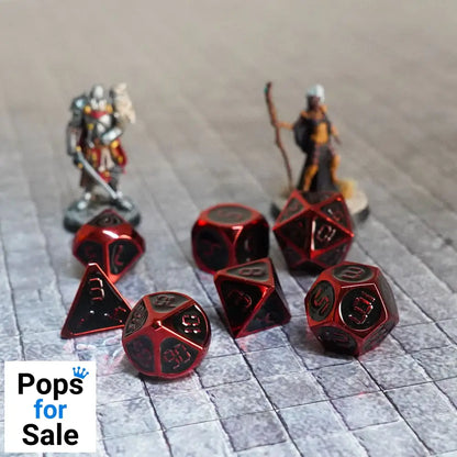 FanRoll  Dice Set Red with Black Enamel (7)