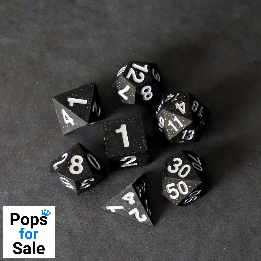 FanRoll Sharp Edge Silicone Dice Set Gold Scatter (7)