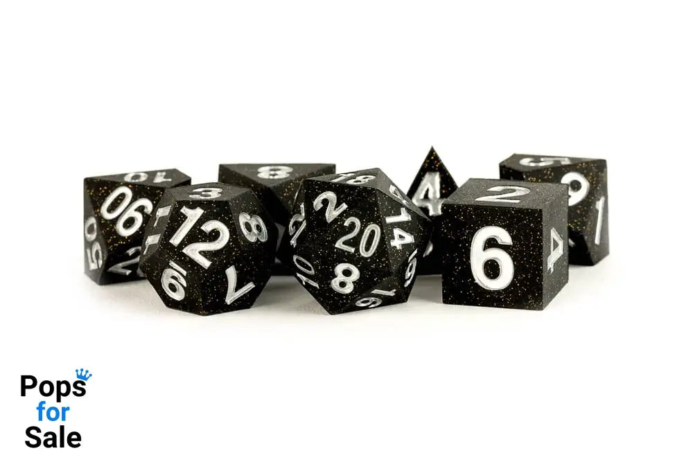 FanRoll Sharp Edge Silicone Dice Set Gold Scatter (7)