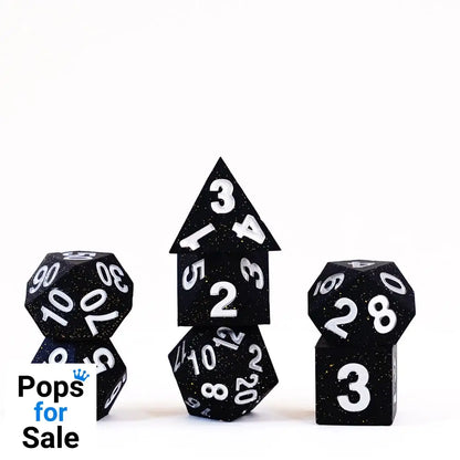 FanRoll Sharp Edge Silicone Dice Set Gold Scatter (7)