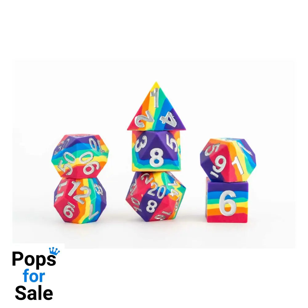 FanRoll Sharp Edge Silicone Dice Set Rainbow (7) Dice