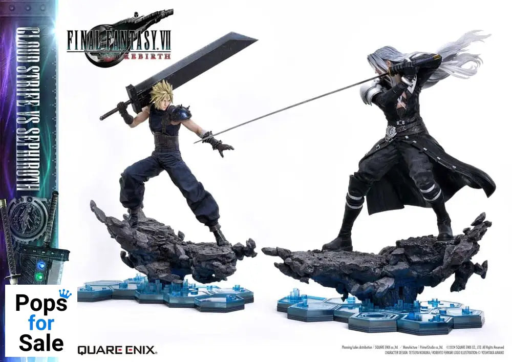 Final Fantasy VII Rebirth Statues 2-Pack 1/4 Cloud Strife vs Sephiroth 69 cm