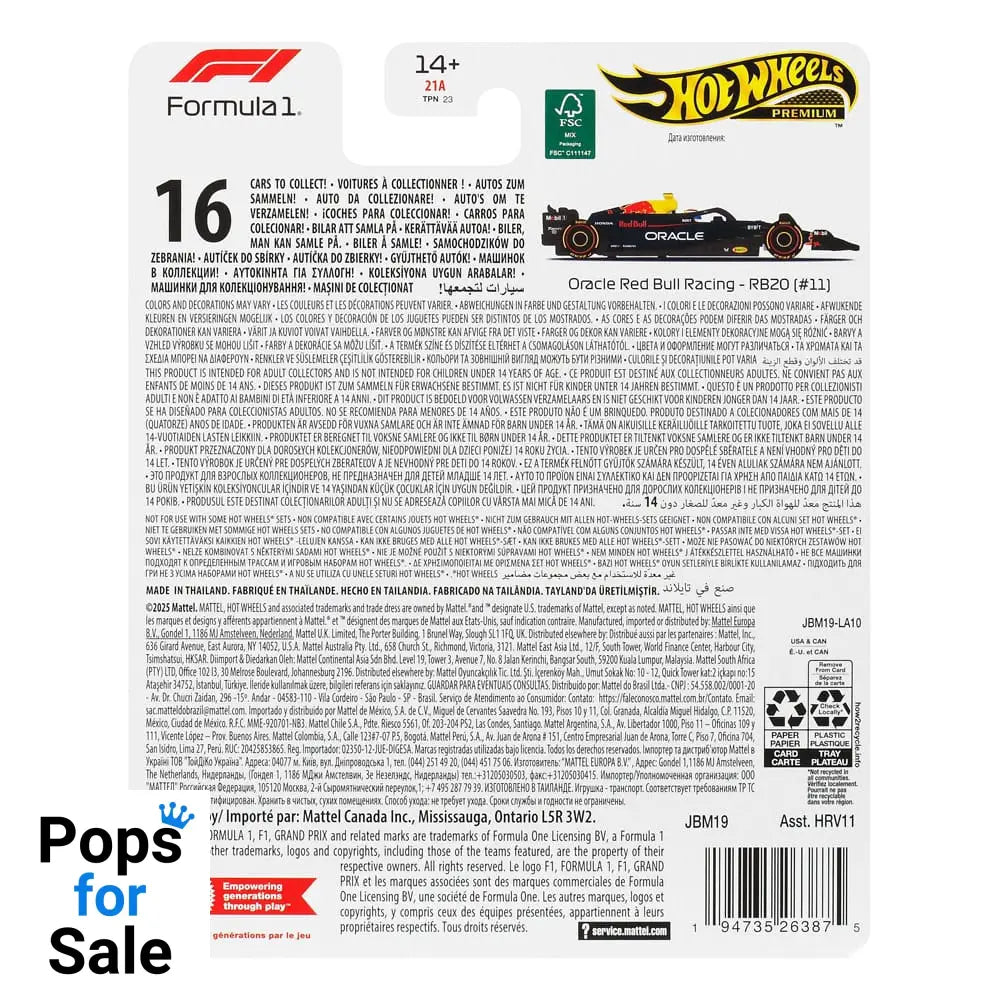 Formula 1 Hot Wheels Premium Diecast Vehicle 1/64 Oracle Red Bull Racing RB20 (#11) (Sergio Perez 2024)