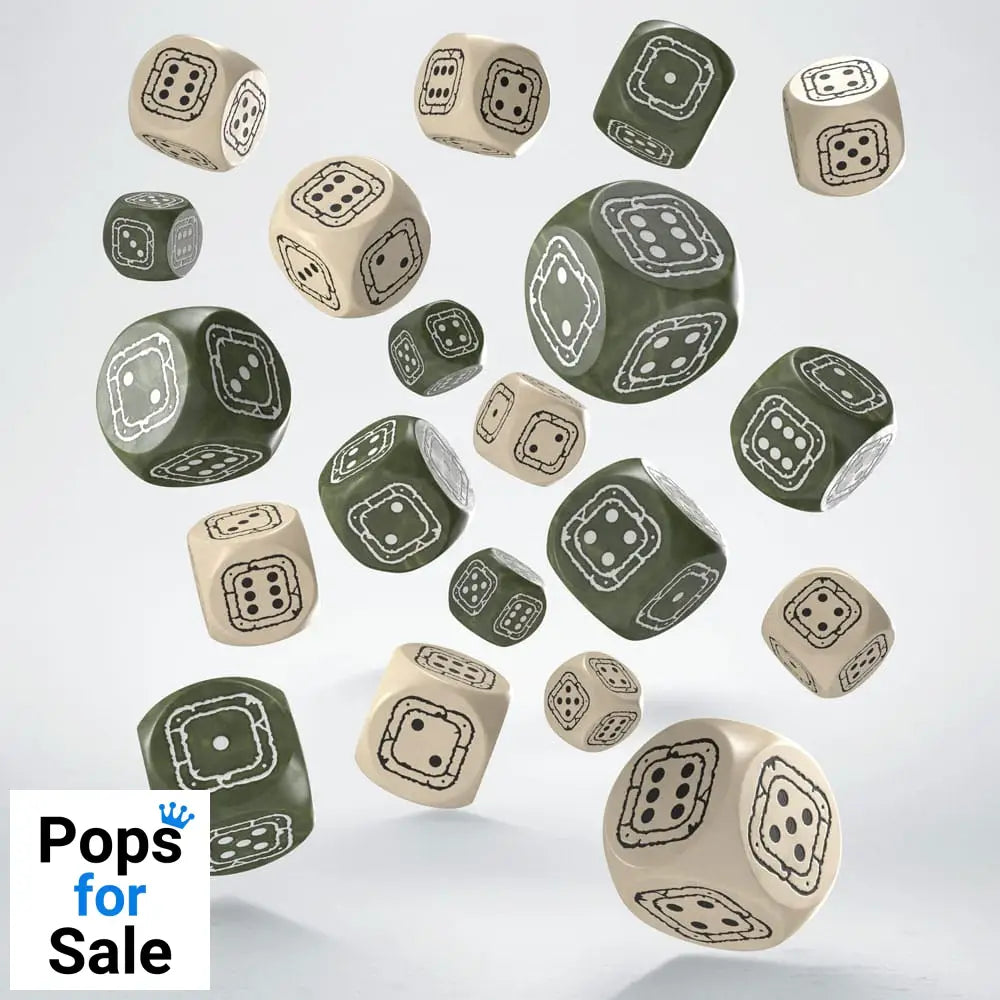Fortress Compact D6 Dice Set Beige&Olive (20) Dice