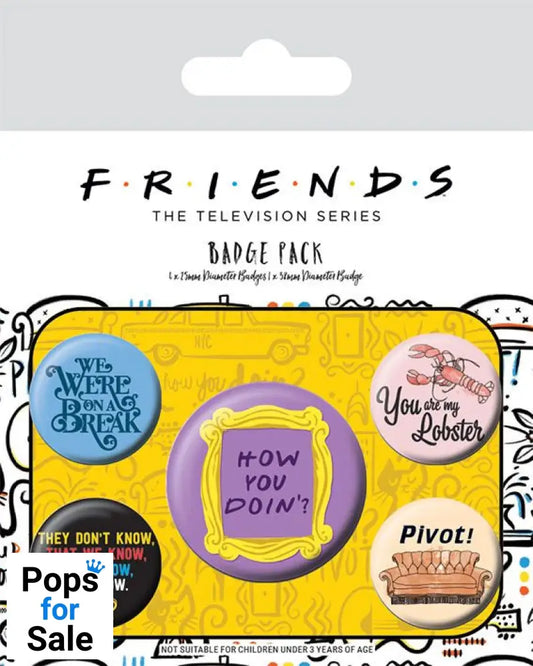 Friends Pin-Back Buttons 5-Pack Quotes