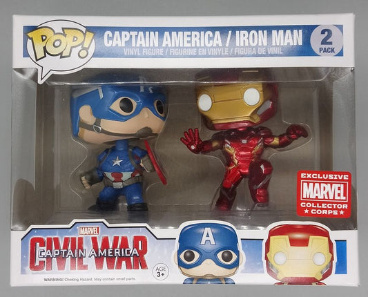 [2 Pack] Captain America/Iron Man (Action Pose) Marve Box Damaged Funko POP
