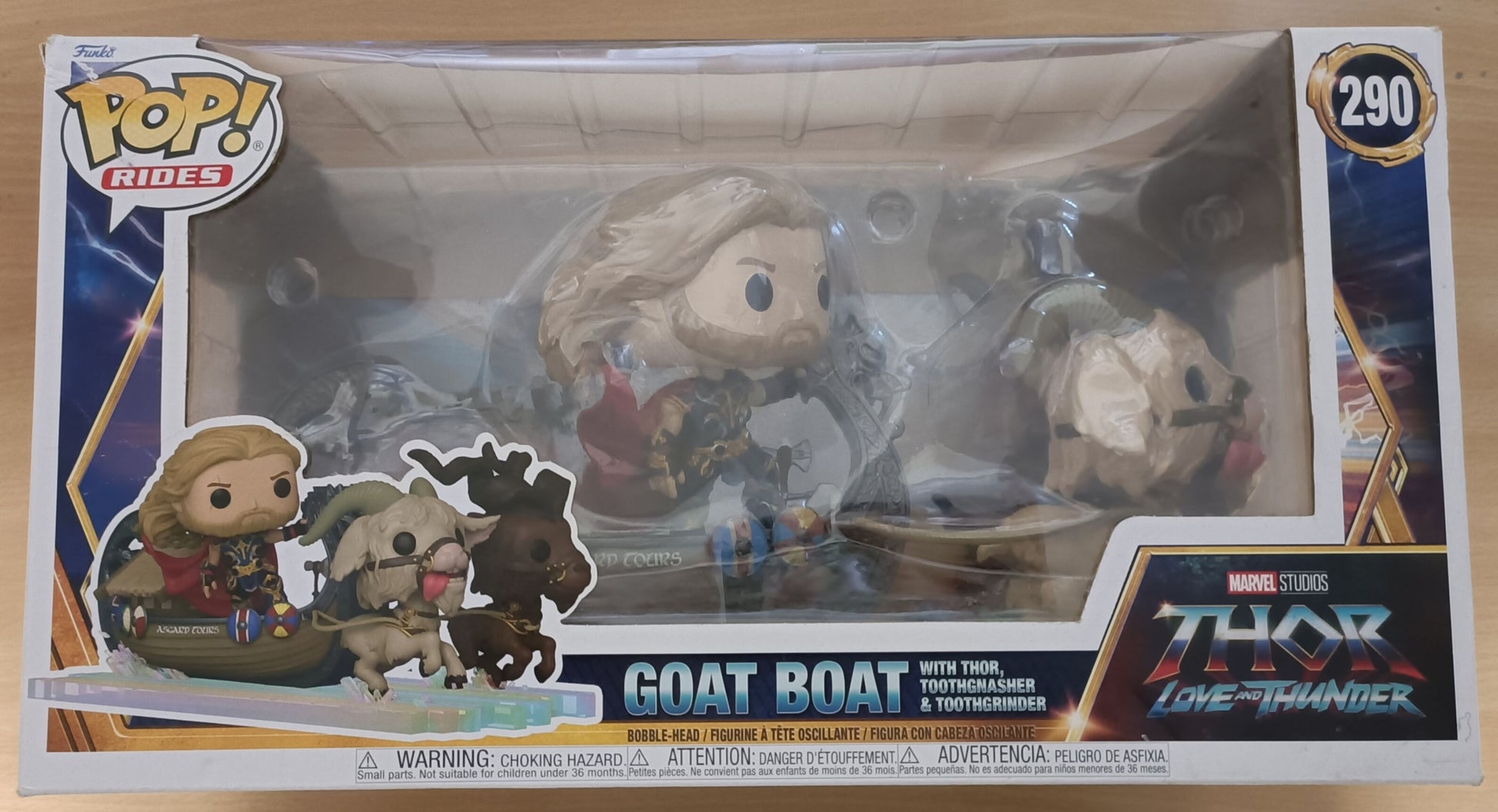 290 Goat Boat - Thor, Toothgnasher & Toothgrinder - Rides - Marvel Thor 4 Love and Thunder Funko POP - Box Damaged