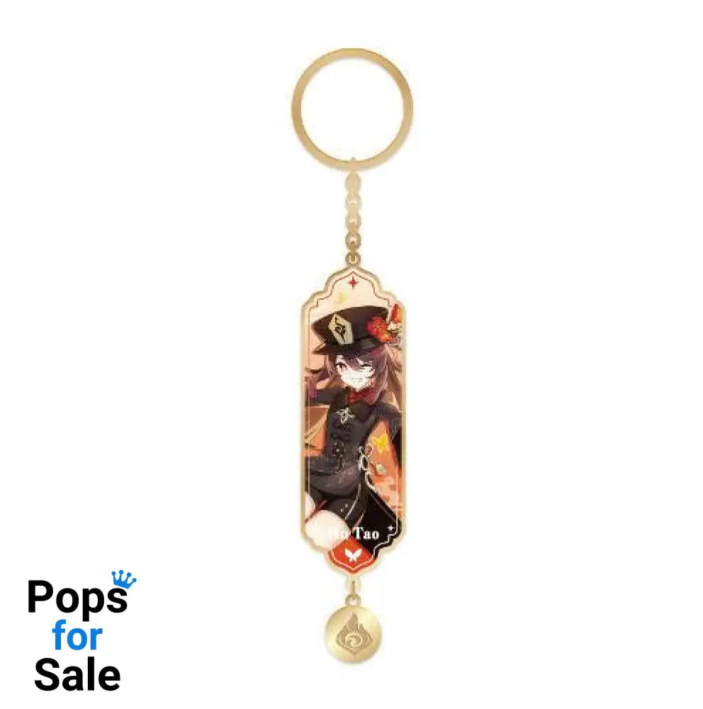 Genshin Impact Character Drawing Card Metal Keychain Hu Tao