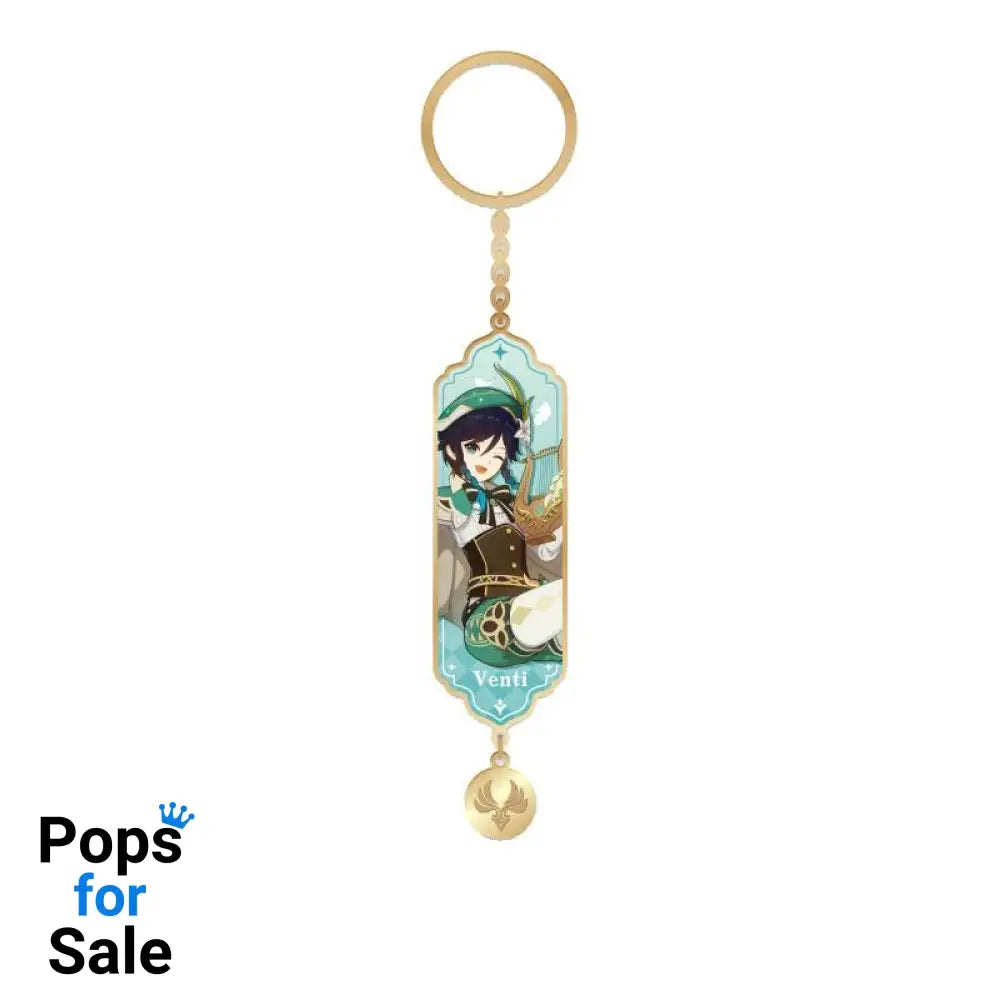 Genshin Impact Character Drawing Card Metal Keychain Venti