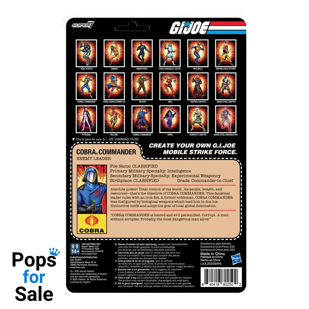 GI Joe ReAction+ Action Figure Wave 06 Cobra Commander (Movie, Black Cape) 10 cm