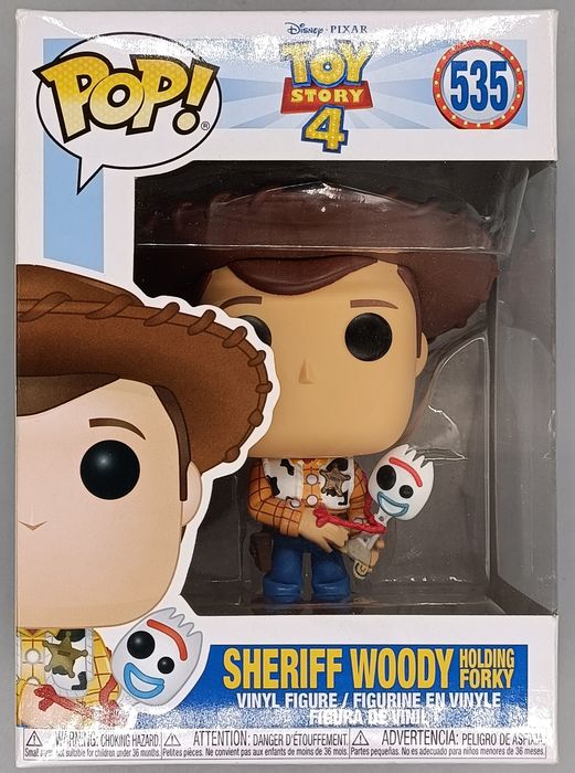 #535 Sheriff Woody (Holding Forky) Disney Toy Story Box Damaged Funko POP