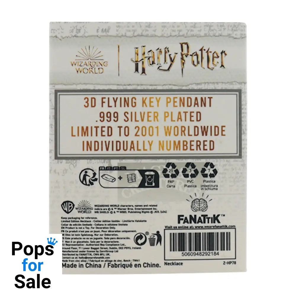 Harry Potter.999 Silver Plated Flying Key Necklace Necklace