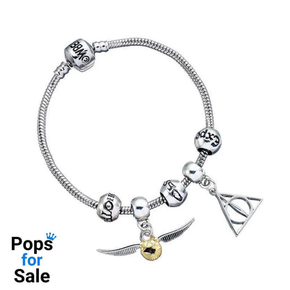 Harry Potter Bracelet Charm Set Deathly Hallows/Snitch/3 Spell Beads (silver plated)