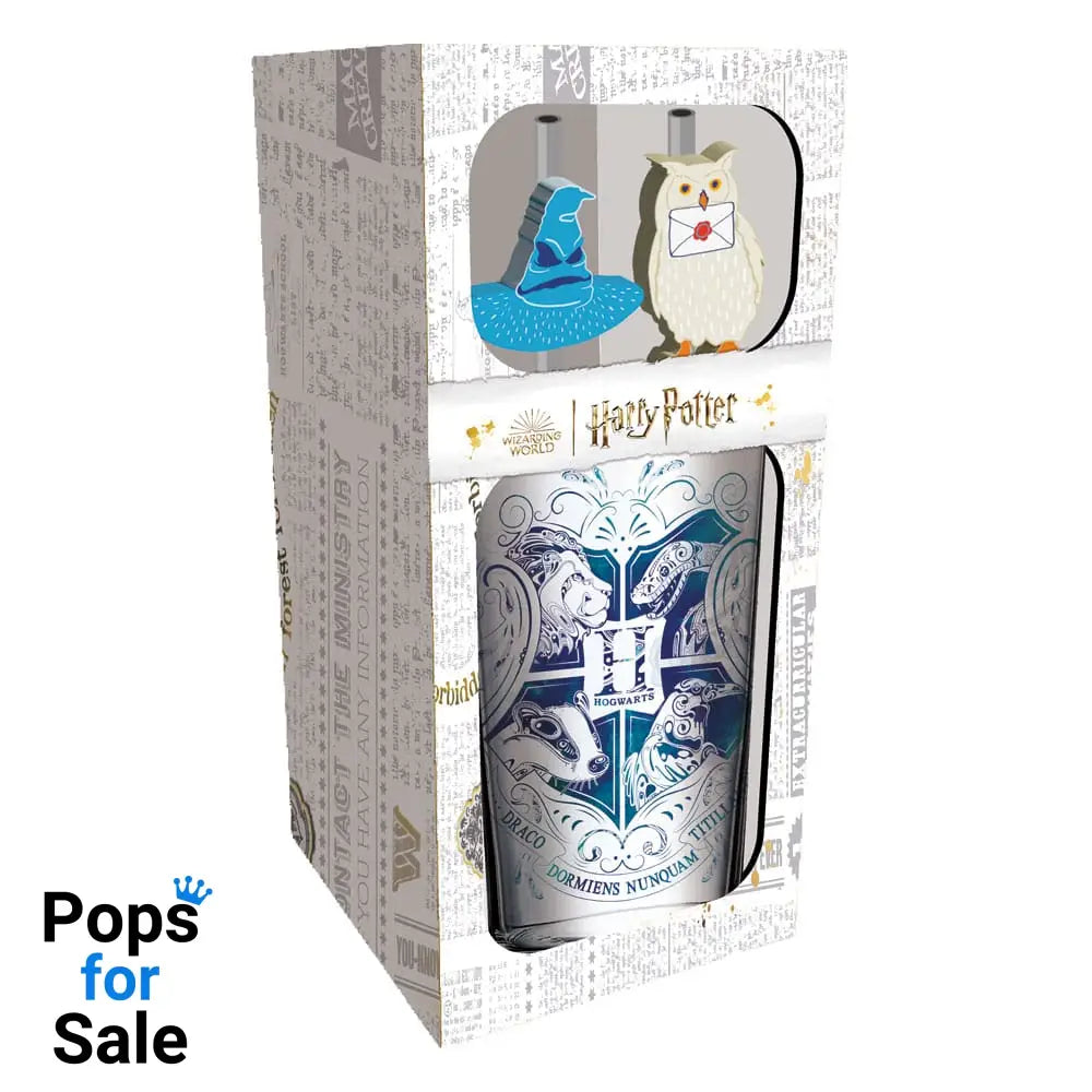 Harry Potter Glass Tumbler with Straws Hogwarts 485 ml Kitchen- and Tableware
