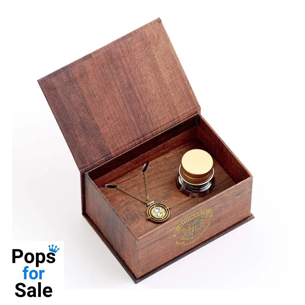 Harry Potter: Hermoine Potions Time Turner Necklace and Earrings Gift Set (Golden Tone)