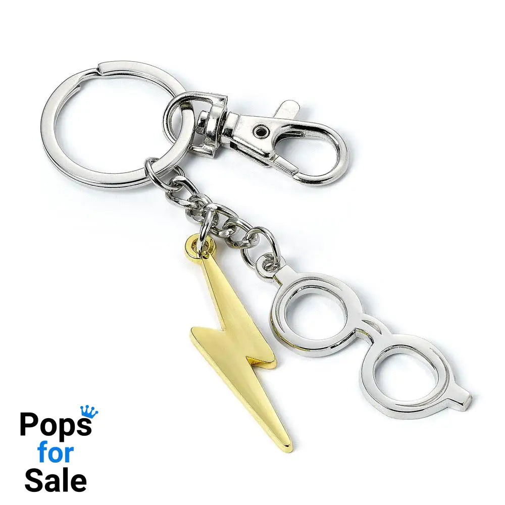 Harry Potter Keychain Lightening Bolt & Glasses (silver plated) Keyrings