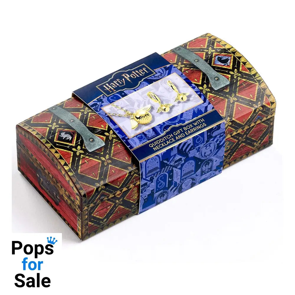 Harry Potter: Quidditch Golden Snitch Necklace and Earrings Gift Set (Golden Tone)