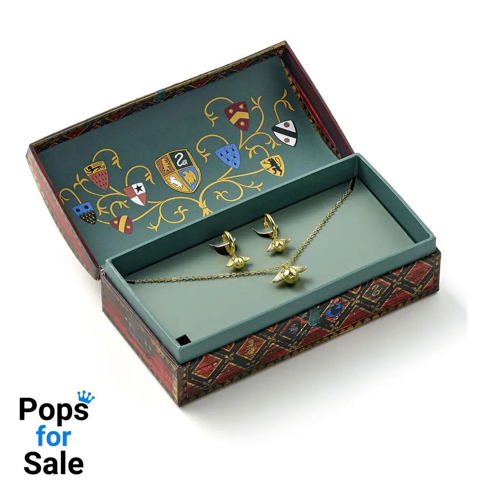 Harry Potter: Quidditch Golden Snitch Necklace and Earrings Gift Set (Golden Tone) Pendants & necklaces,Earrings