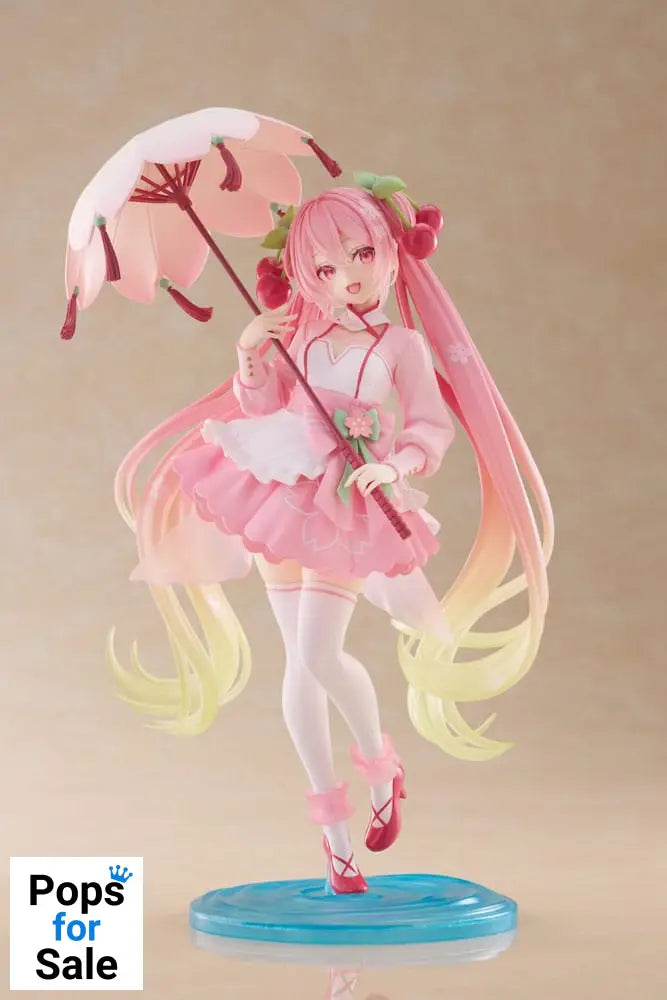 Hatsune Miku AMP PVC Statue Newley Written Sakura Miku Sakura Dress Ver. 21 cm